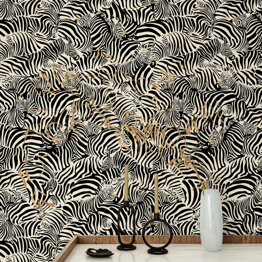 Papier peint Zebra coloris noir