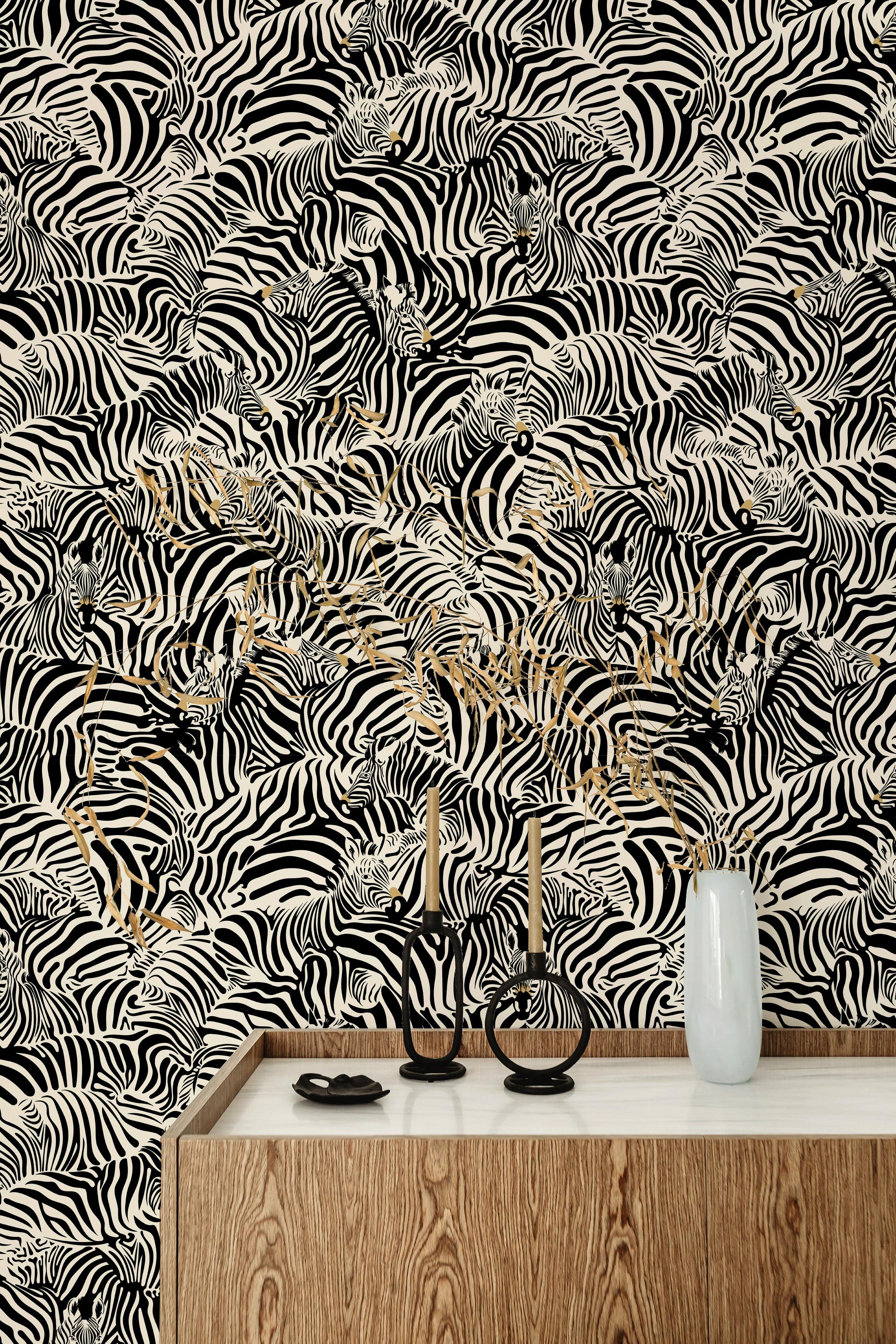 Papier peint Zebra coloris noir