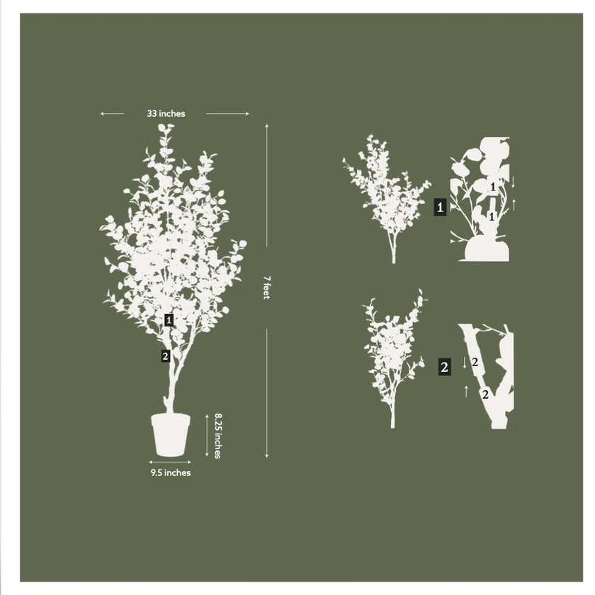 7' Artificial Eucalyptus Tree