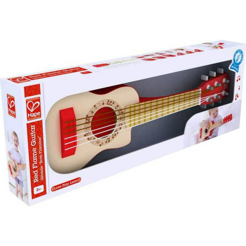 First Musical Guitar: Red Flame - Kid's Wooden Instrument