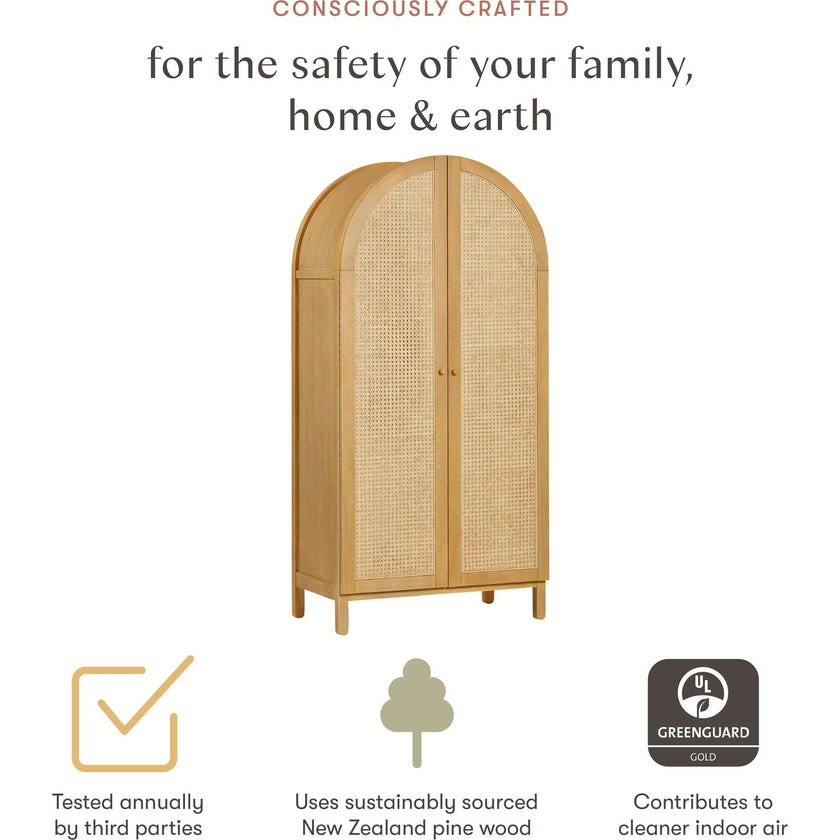 Bondi Cane Assembled Armoire in Honey
