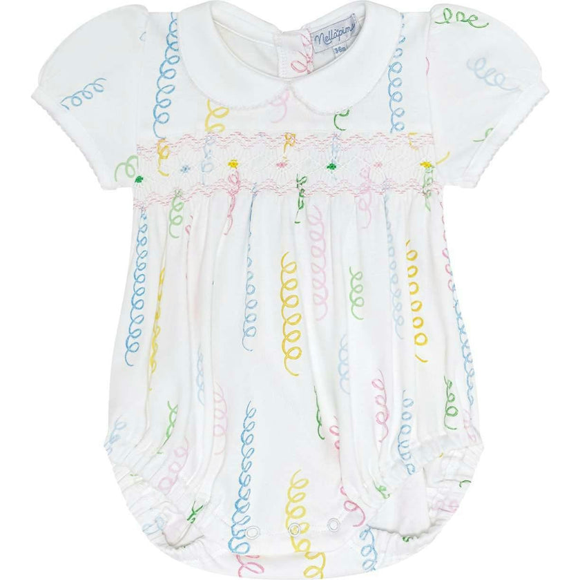 Spirals Print Smocked Bubble