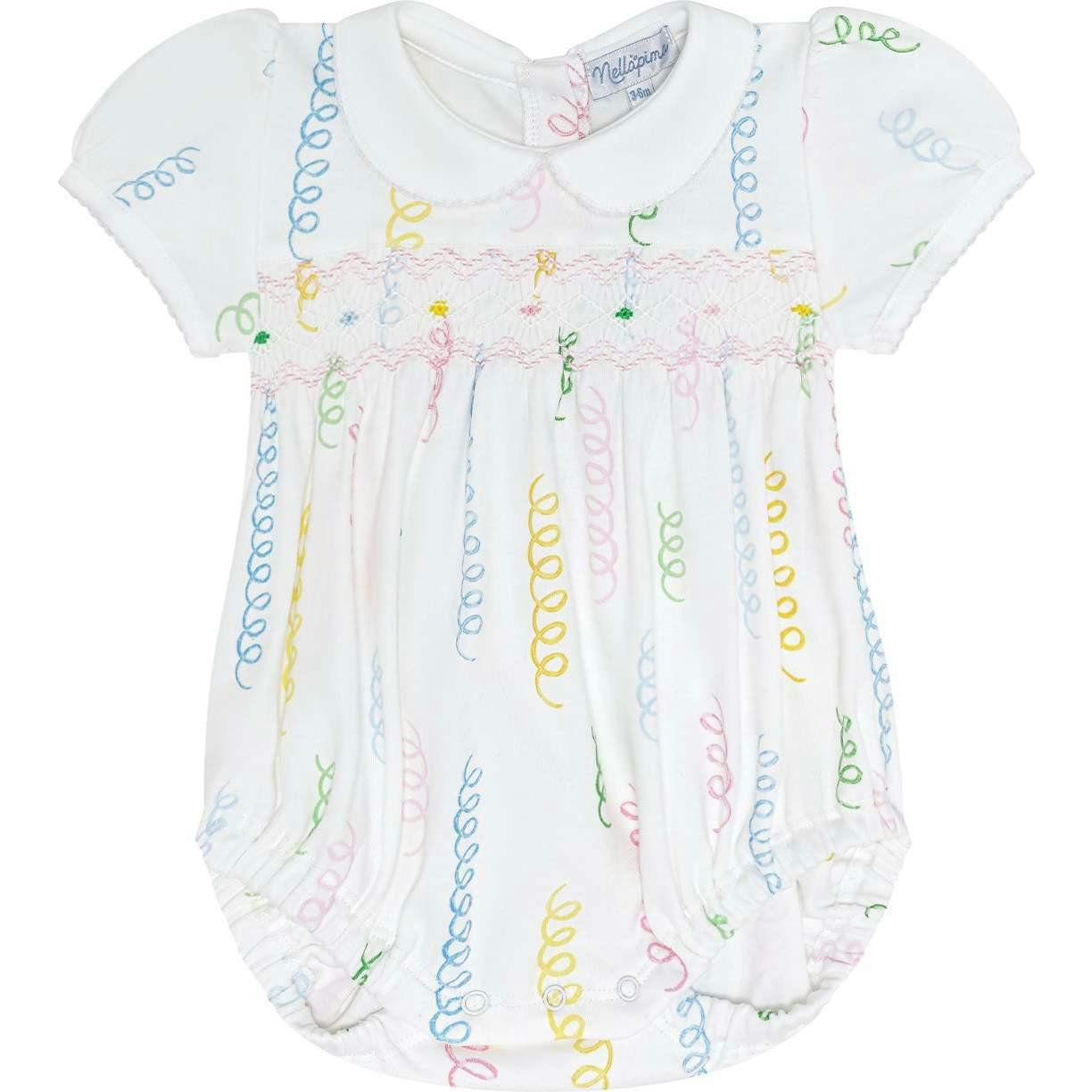 Spirals Print Smocked Bubble