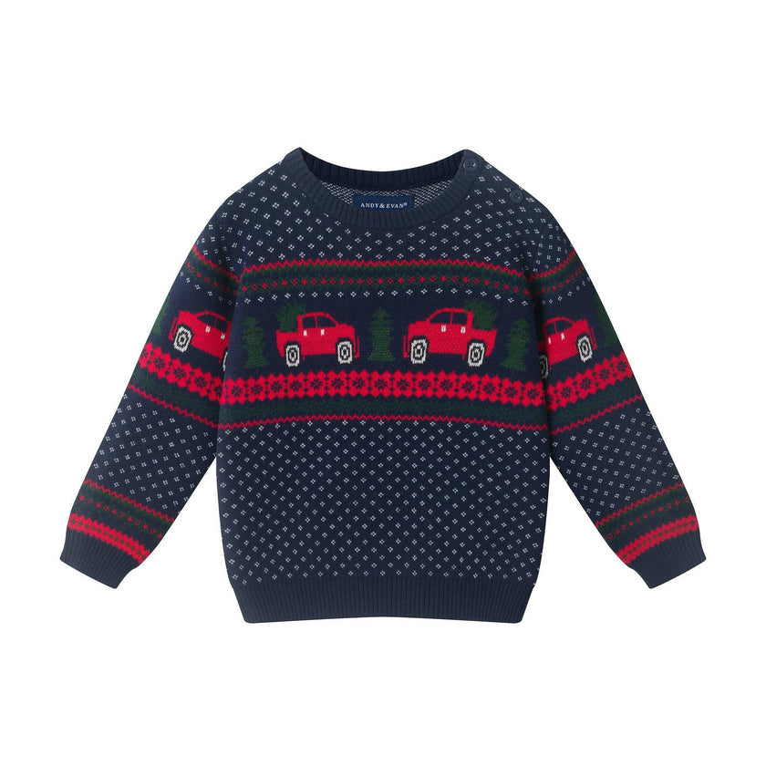 Infant Boys (9-24M) Sweater Set | Red Truck Fair Isle