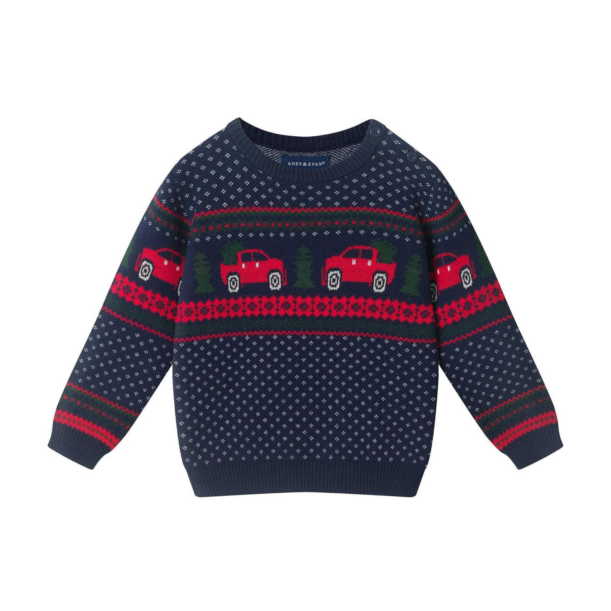 Infant Boys (9-24M) Sweater Set | Red Truck Fair Isle