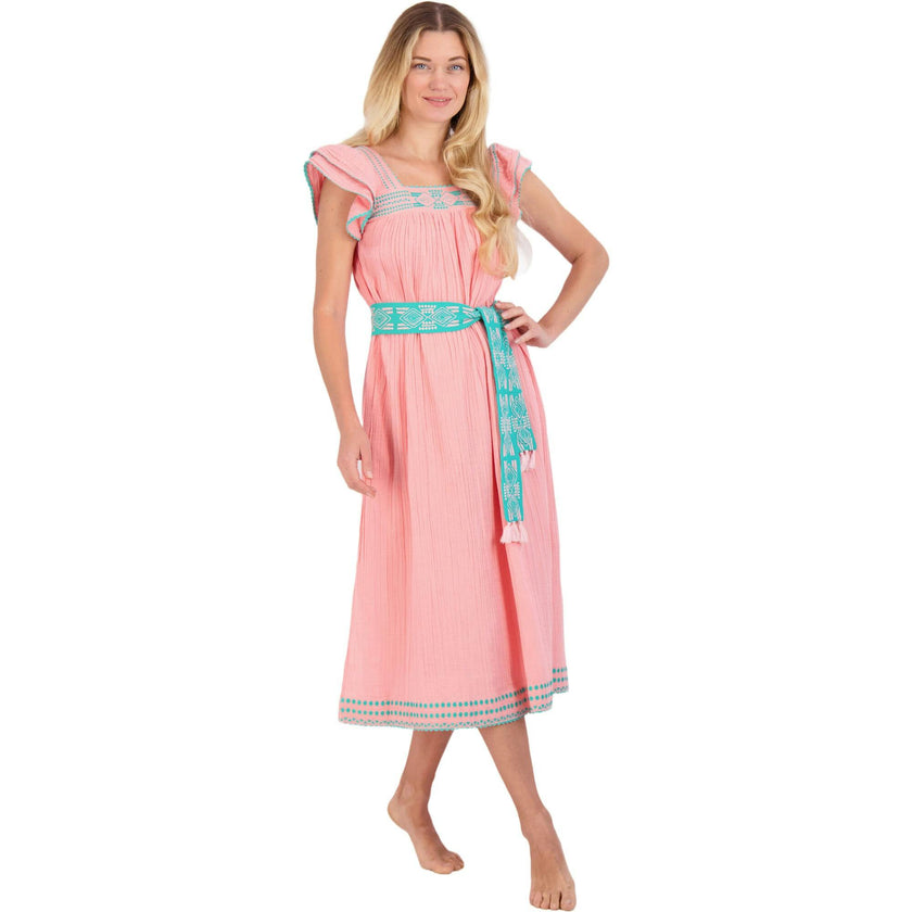 Women's Maxi Sandrine Embroidered Dress, Pink