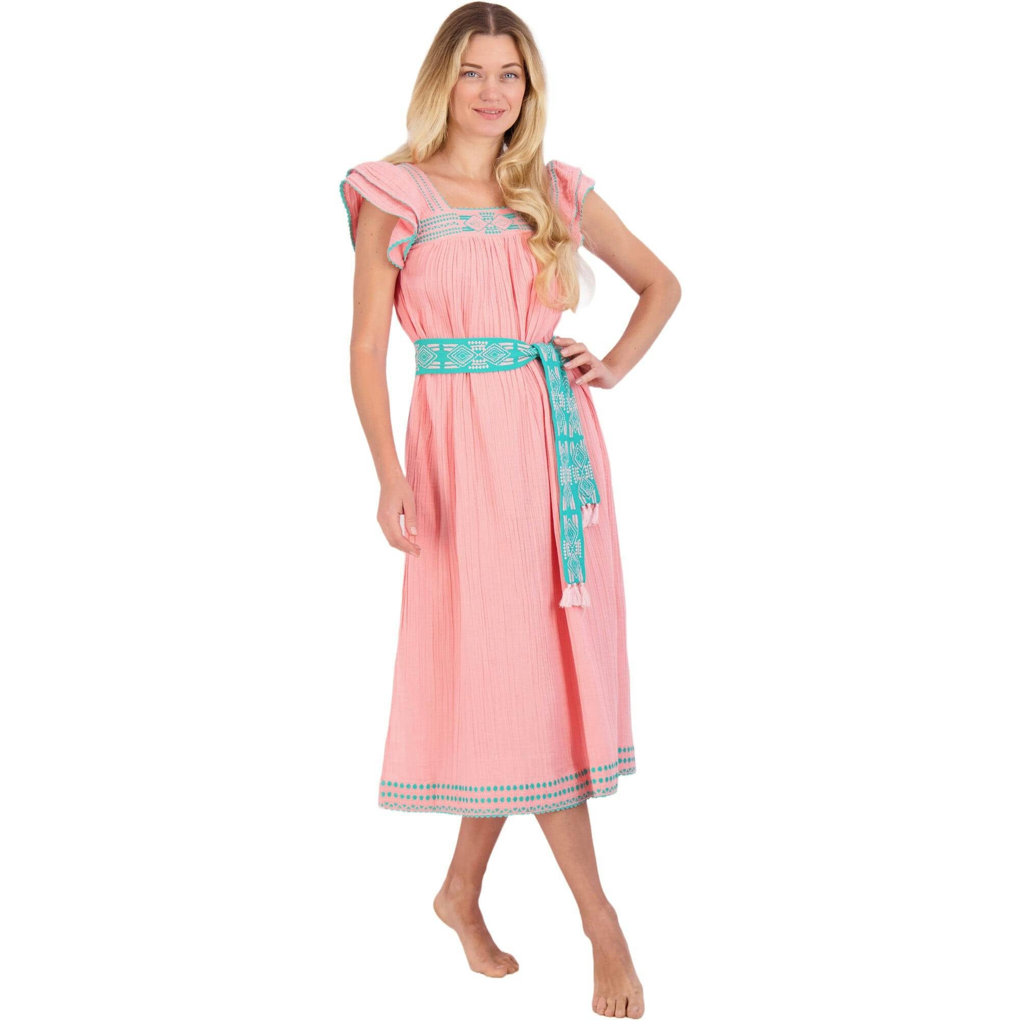 Women's Maxi Sandrine Embroidered Dress, Pink