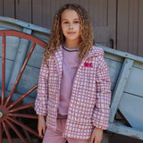 Recycled Polyester Pink Grid Lightweight Puffer