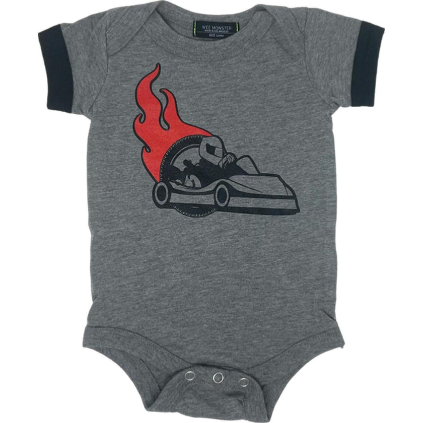 Race Car Heather Grey Baby Onesie - Unisex for Boys and Girls