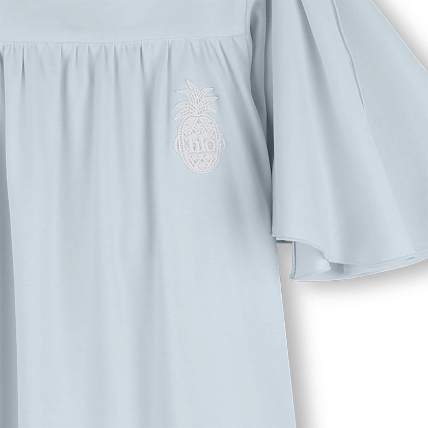 Blue Wide-Sleeve Dress