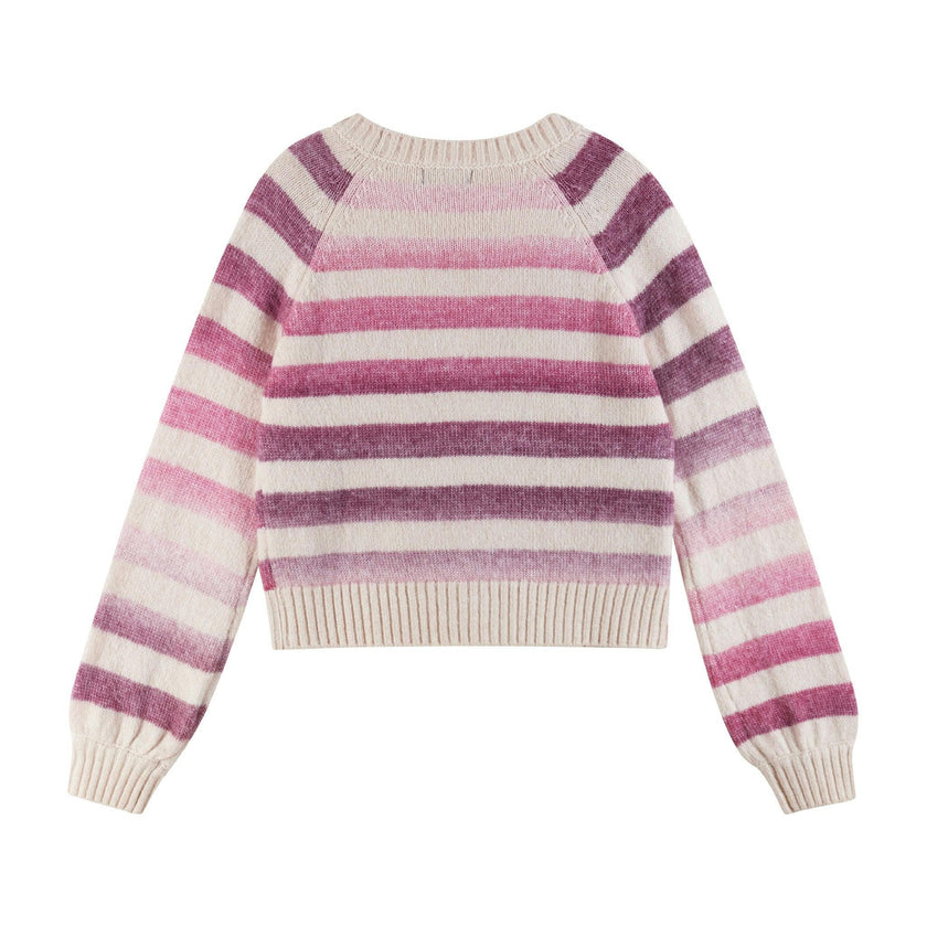Kids Oatmeal/Purple Ombre Stripe Cardigan