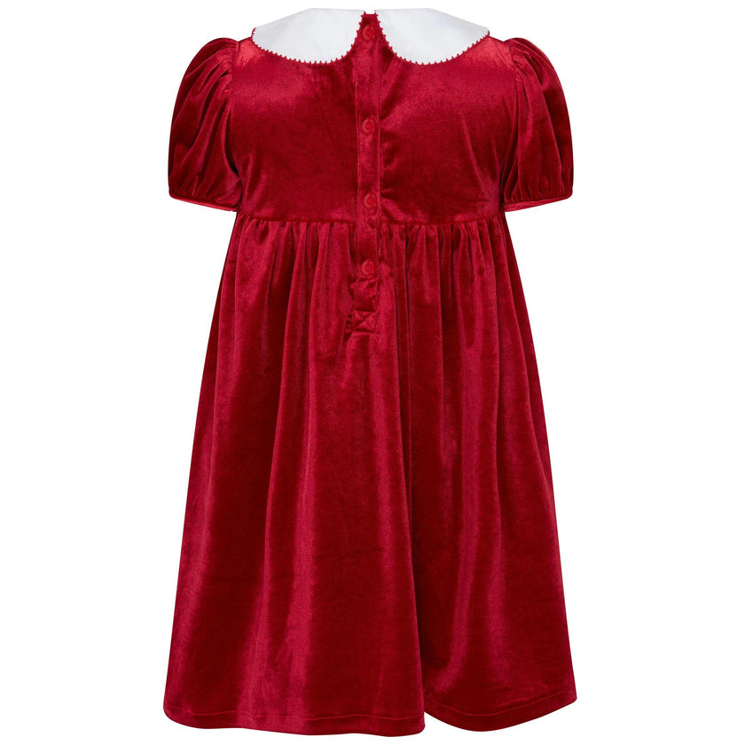 Little Princess Cherry Hand Smocked Velvet Baby Dress