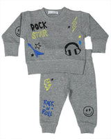 Toddler Rock Doodles French Terry Set - Heather
