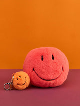 Smiley Keychain ECO Fuzzy Orange - 2"