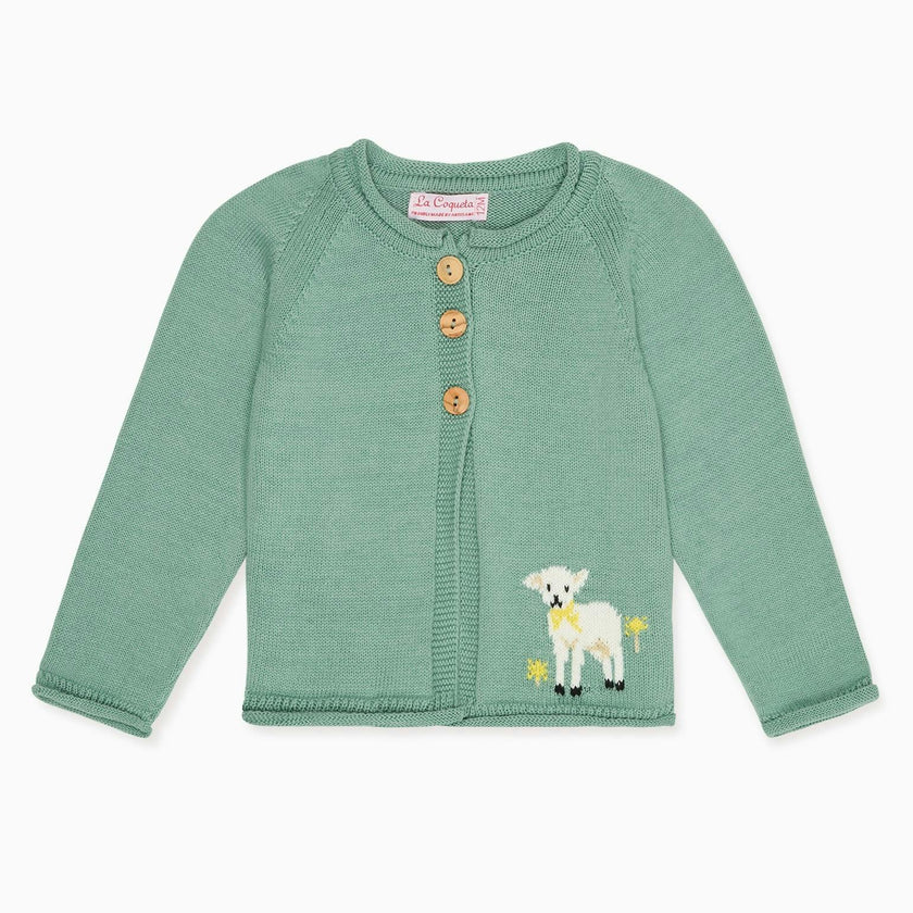 Sage Green Eden Cotton Baby Cardigan