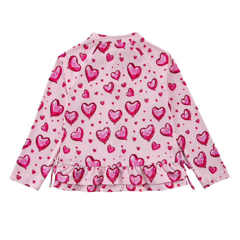 Raya UPF 50+ Ruffled Zip Up Sun Protection Jacket, Heart