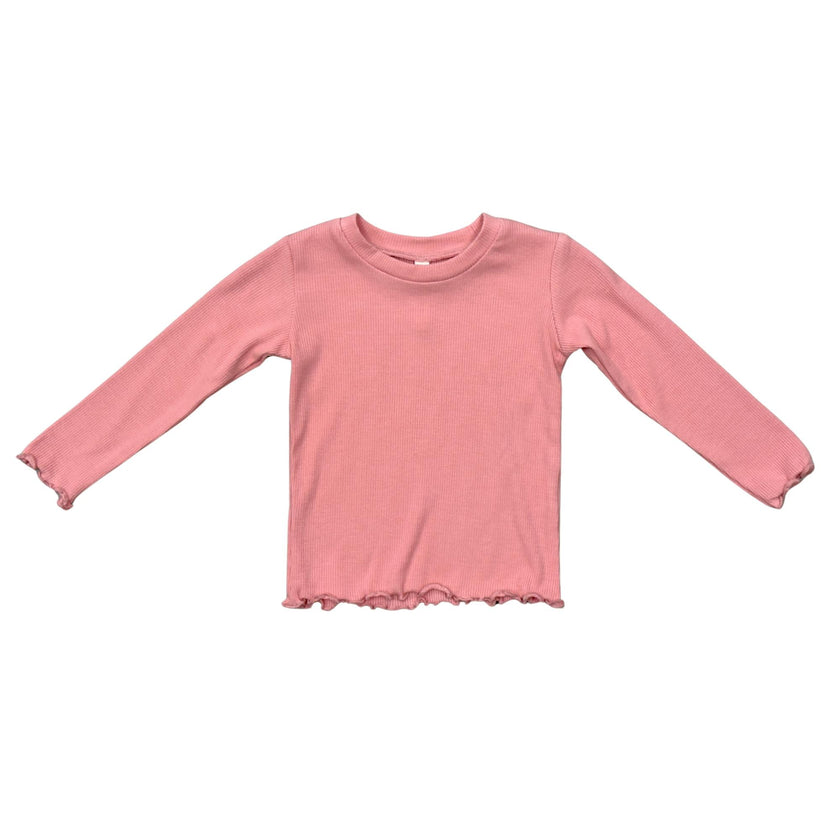Girls Lettuce Hem Tee in Rose Elegance