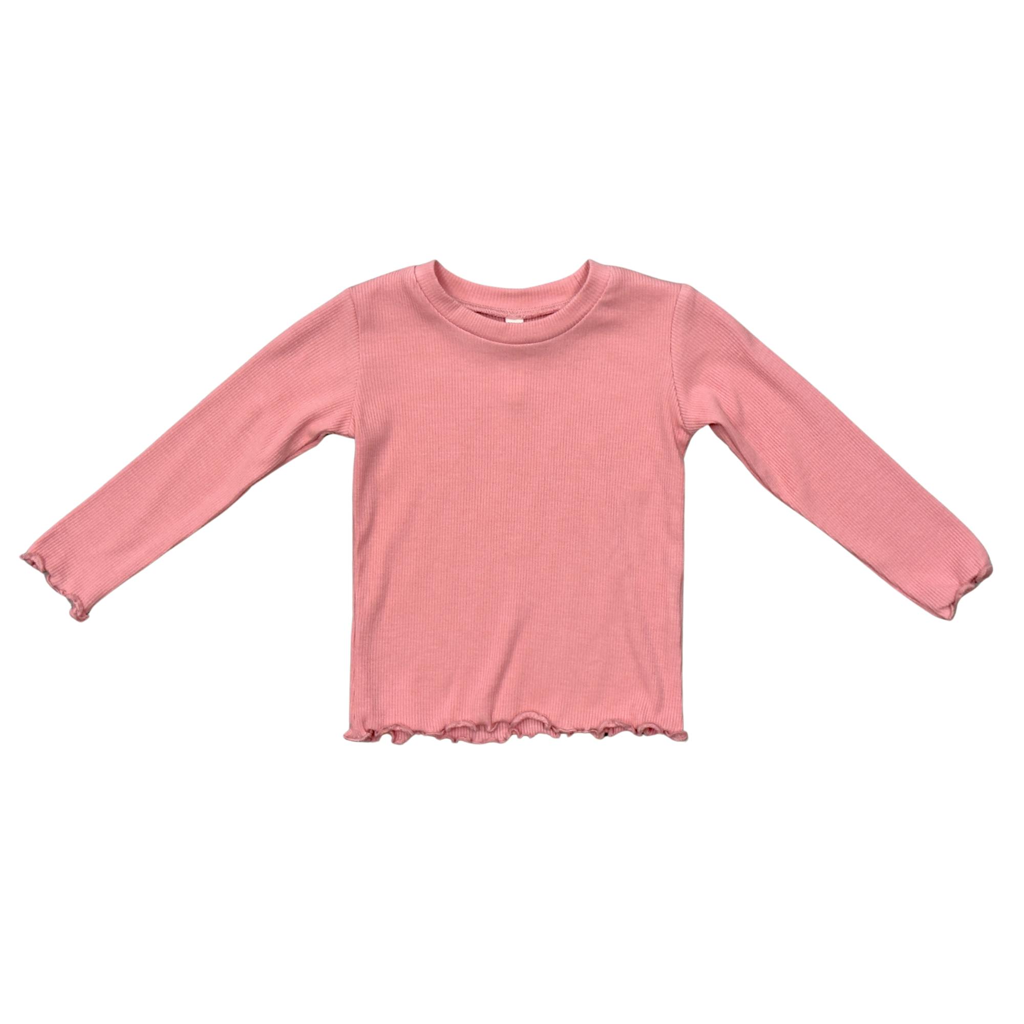 Girls Lettuce Hem Tee in Rose Elegance