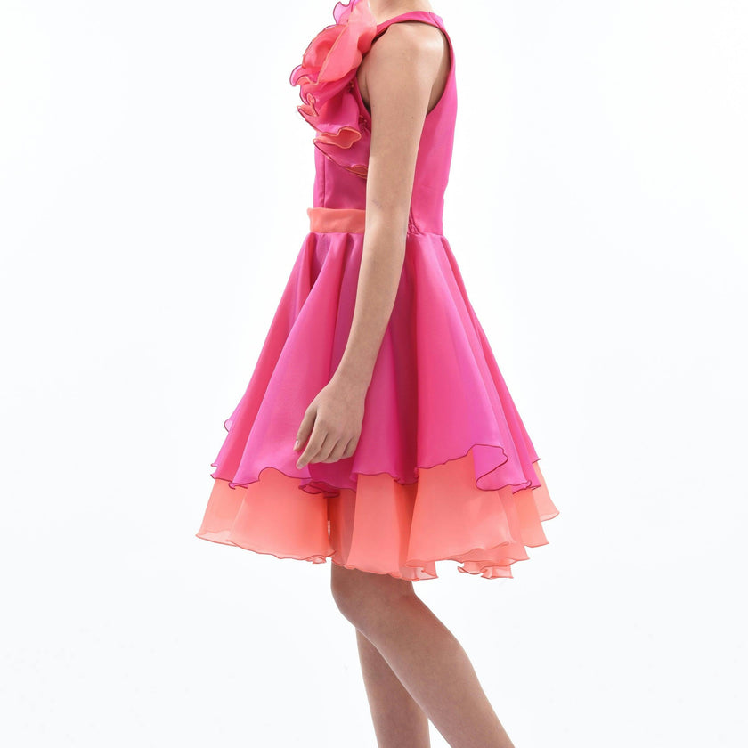 Fuchsia Estancia Halter Organza Dress