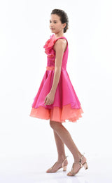 Fuchsia Estancia Halter Organza Dress