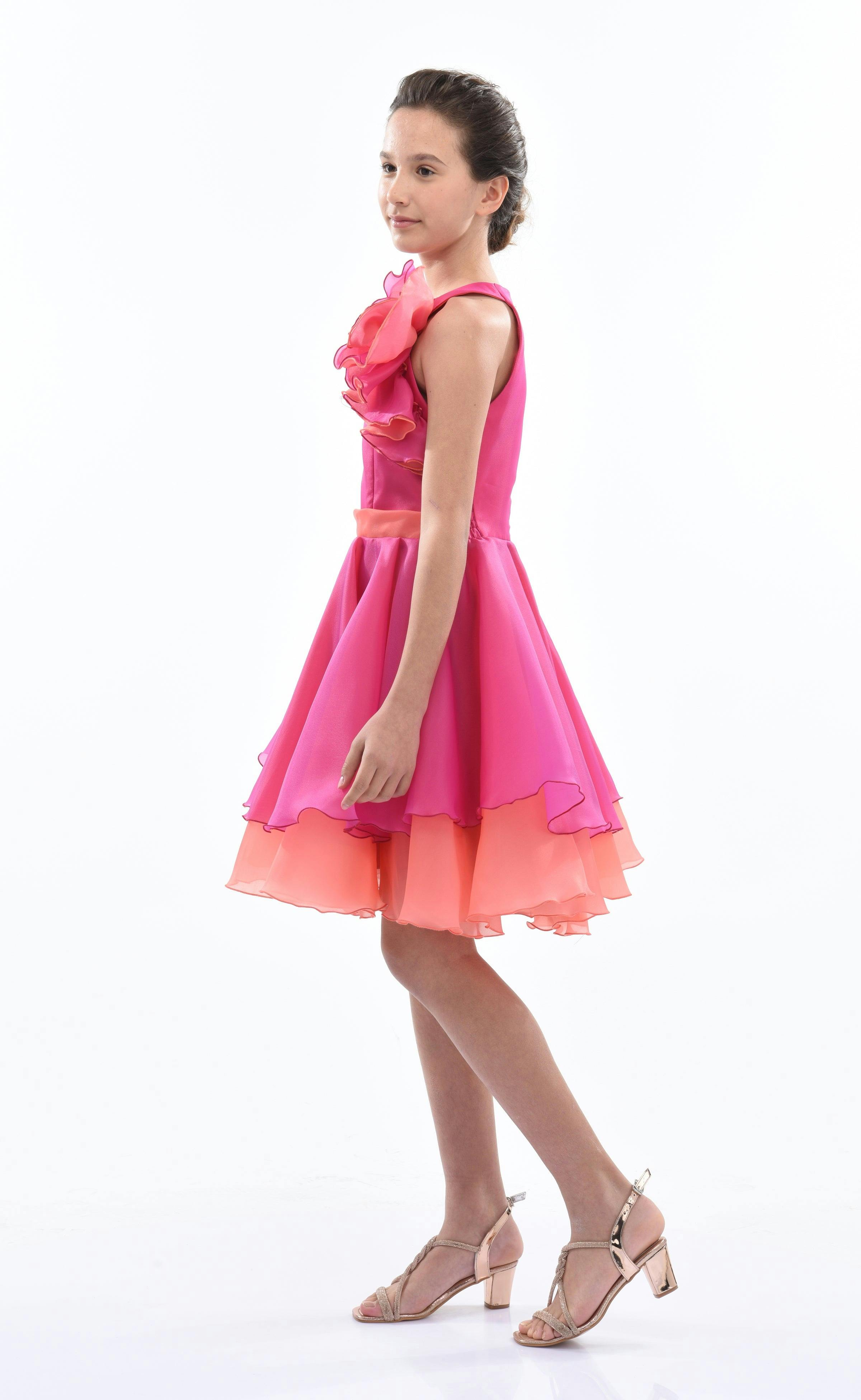 Fuchsia Estancia Halter Organza Dress