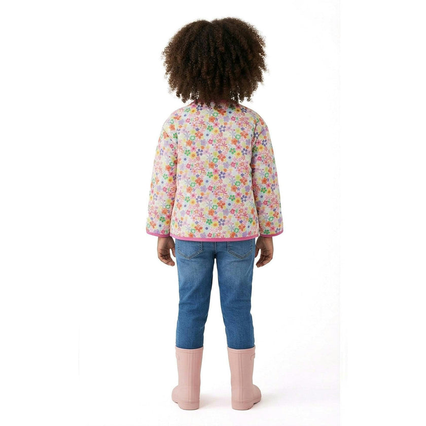Girls Cream Bomber | Floral Print