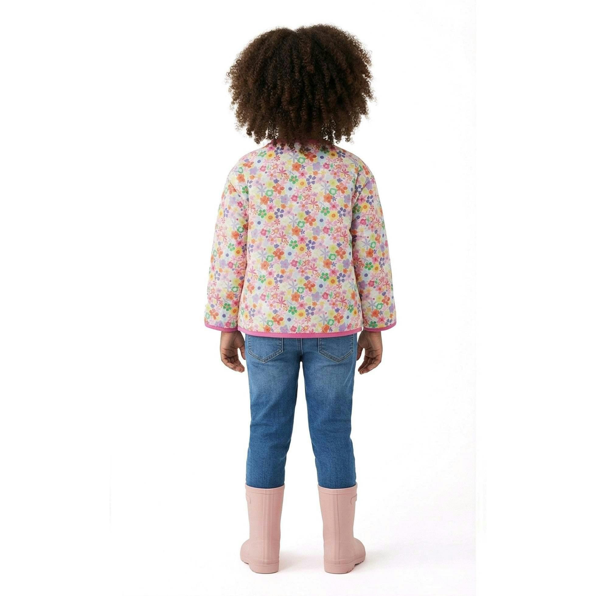 Girls Cream Bomber | Floral Print