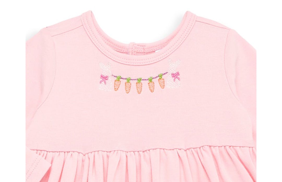 Long Sleeve Bubble Romper With Easter Embroidery