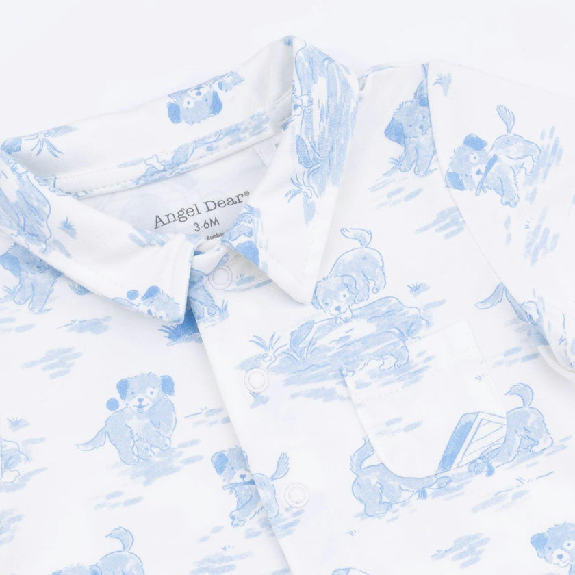 Puppy Toile Blue - Polo Shortie