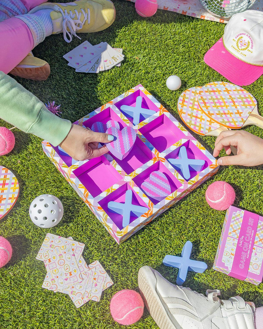 Packed Party Tic-Tac-Totally Fun Preepy Plaid Hearts Game Set