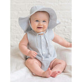 Wren Seersucker Bubble Romper - Shore Stripe / Sea