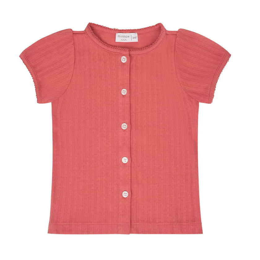 girls sailor red puff sleeve pointelle shirt