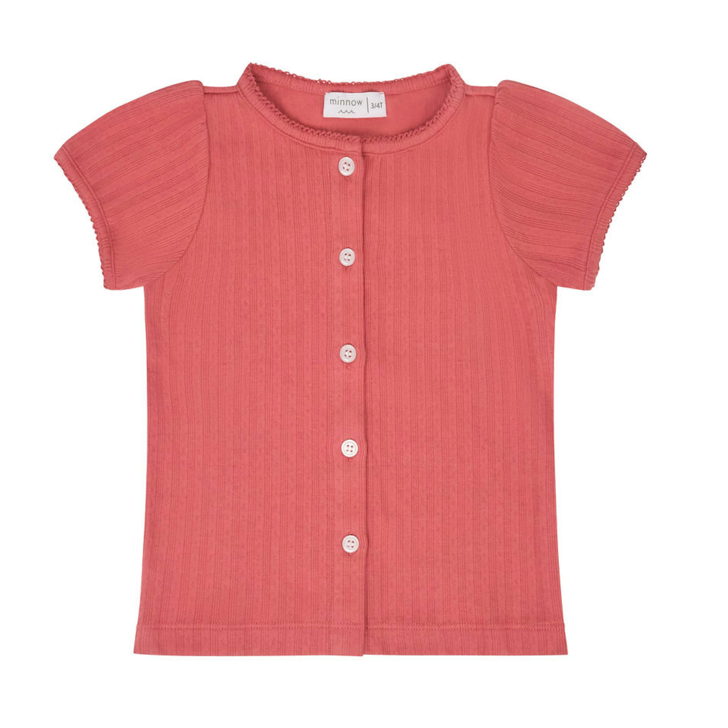 girls sailor red puff sleeve pointelle shirt