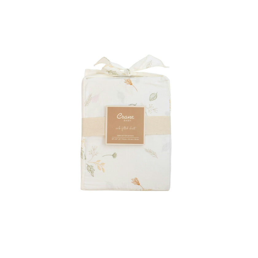 Willow Dainty Leaf Cotton Fitted Crib Sheet