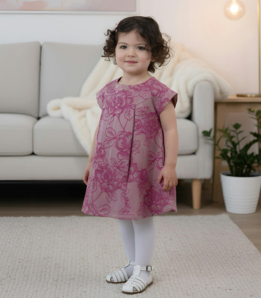 Rose Baby Dress, Purple Flower Jacquard