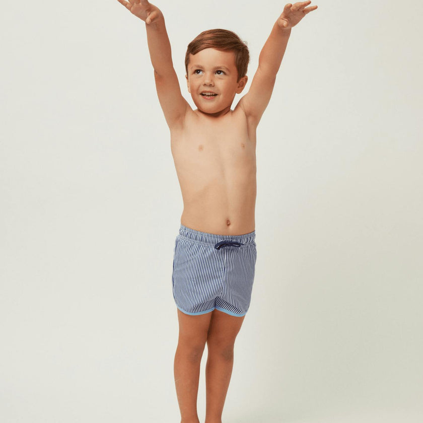 boys navy stripe boardie