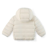 Beige Down Quilted Hooded Puffer Jacket