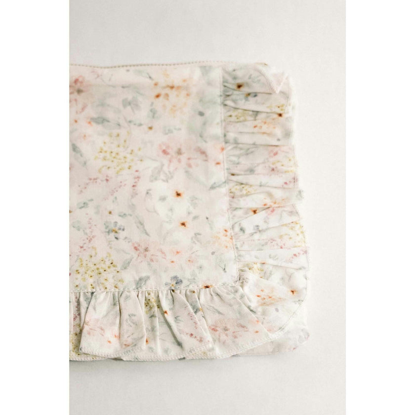 Dewdrop Meadow Timeless Floral Ruffle Zipper Pouch