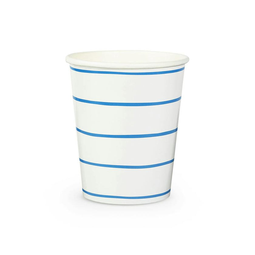 Cobalt Frenchie Striped 9 oz Cups