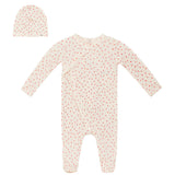 Flower Print Crinkle Snap Front Floral Romper and Hat Two Piece Set