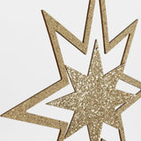 Large Glitter Wooden Star Decorations