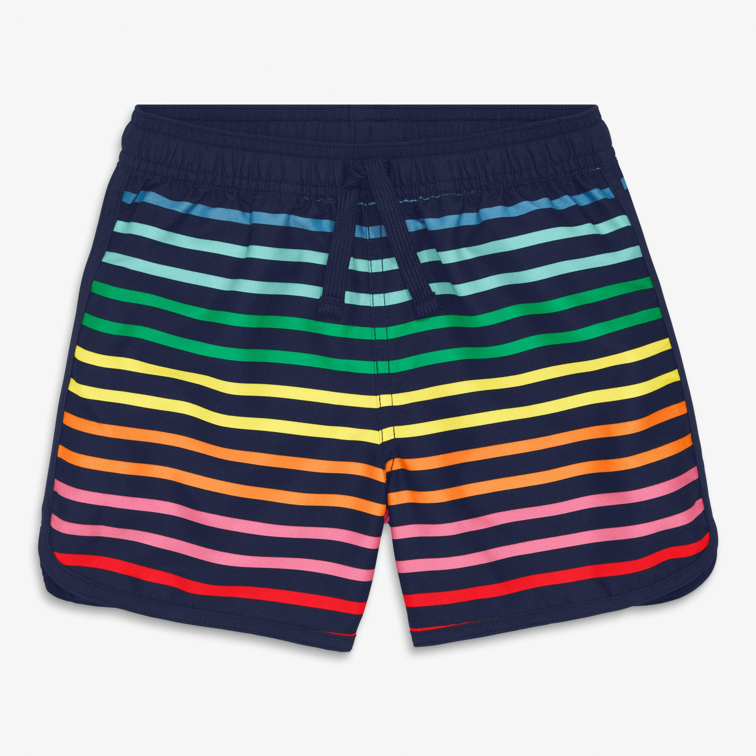 Kids board short in rainbow stripe