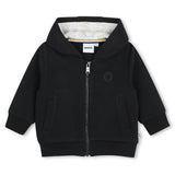 Black Textured Hooded Tracksuit Set