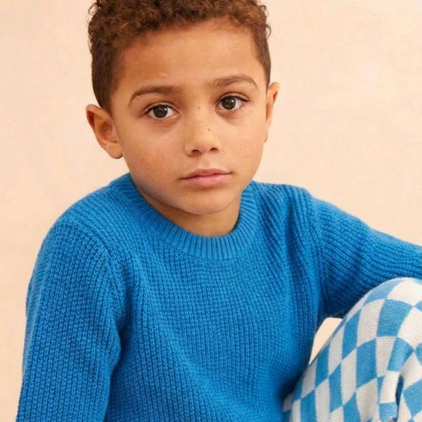 Moss Stitch Jumper | Cobalt Blue