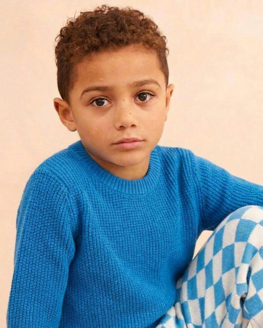 Moss Stitch Jumper | Cobalt Blue