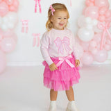 Pink Bow Sequin Patch Sweatshirt