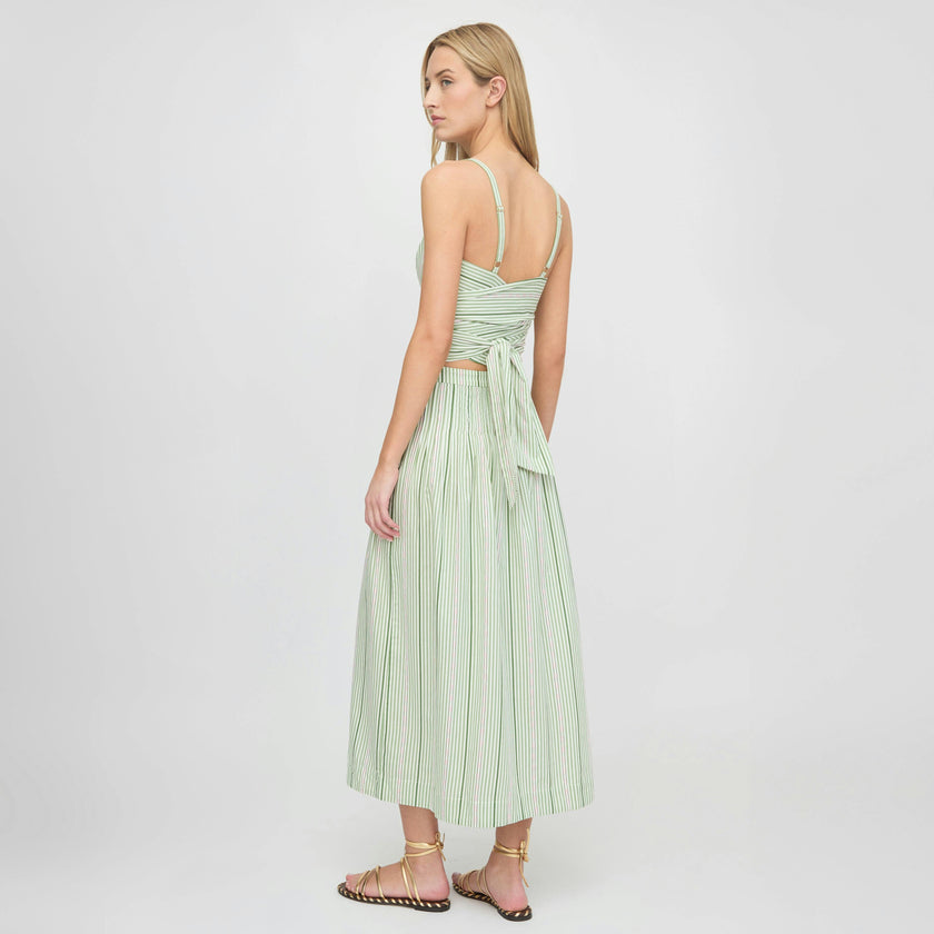 The Miranda Top - Green Jacquard Stripe