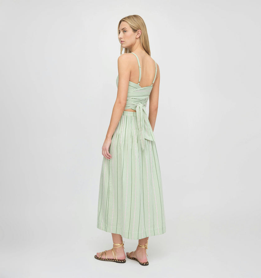 The Miranda Top - Green Jacquard Stripe