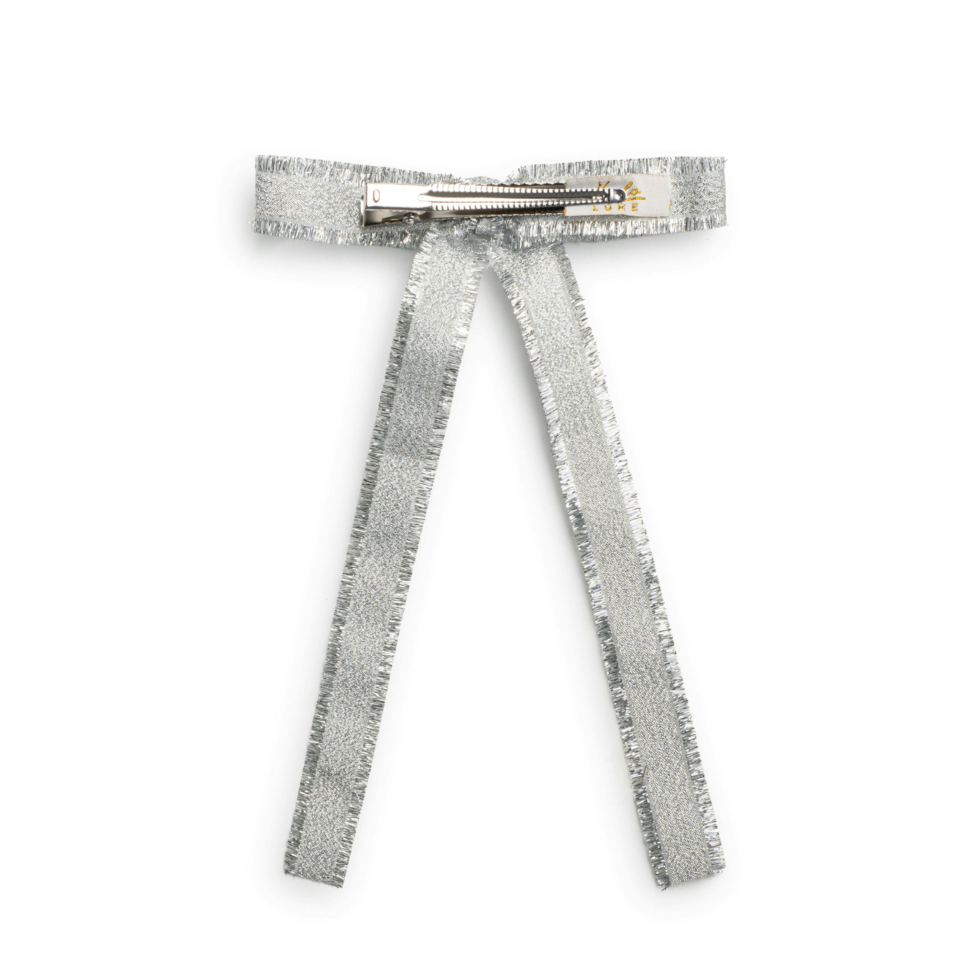 Halo Luxe Dahlia Deconstructed Grosgrain Ribbon Long Tail Clip - Silver