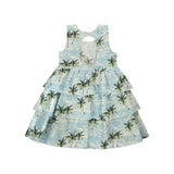 Resorts and Islands Palm Trees Tiered Cotton Summer Dress